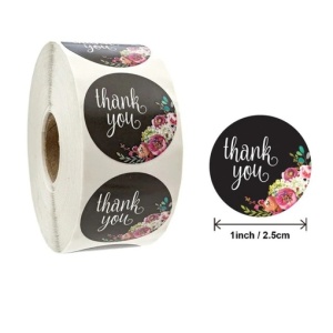 Наклейки "Thank You" Black Flowers (10 шт)