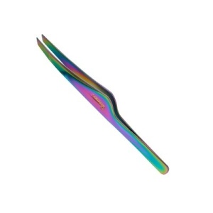 Пинцет для бровей Solinberg G808, (ручная заточка) радужный, наклонное окончание с четкими гранями