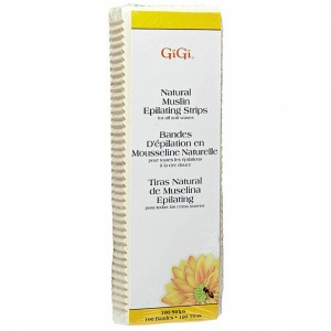 GIGI Полоски 4х11 см. Natural Muslin Epilating Strips натуральные миткалевые (100 шт)