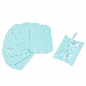 Коробка подарочная 9х6,5х2,6 см Голубой горошек с ленточкой