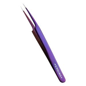 Пинцет прямой с изгибом ENIGMA (Purple metallic с ручной заточкой extra-sharp)