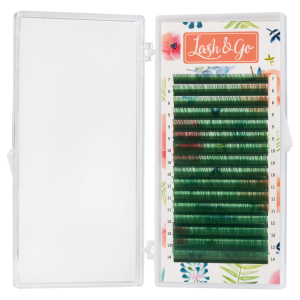 Цветные ресницы Lash&Go микс "Зеленый" (16 линий) (0,10/D/7-14 mm)