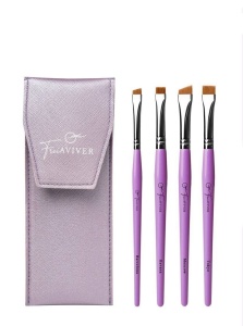 FreiAVIVER Набор кистей для бровей в чехле (4шт), сиреневый
