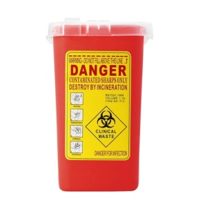 Контейнер для храненья одноразовых игл красный