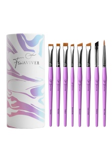 FreiAVIVER Набор кистей для бровей и ресниц в тубе (8 шт), сиреневый