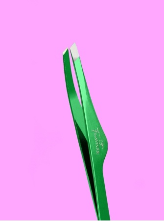 FreiAVIVER BLACK Пинцет скошенный профессиональный ручная заточка (зеленый)