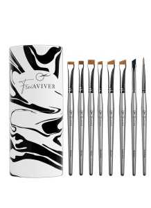 FreiAVIVER Набор кистей для бровей и ресниц в тубе (8 шт), серебристый